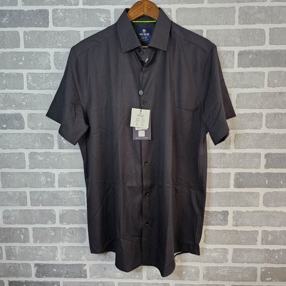 Tom Blaine Shirt Mens XL Black Dotted Button Performance Collection Slim Fit NEW - Picture 2 of 12